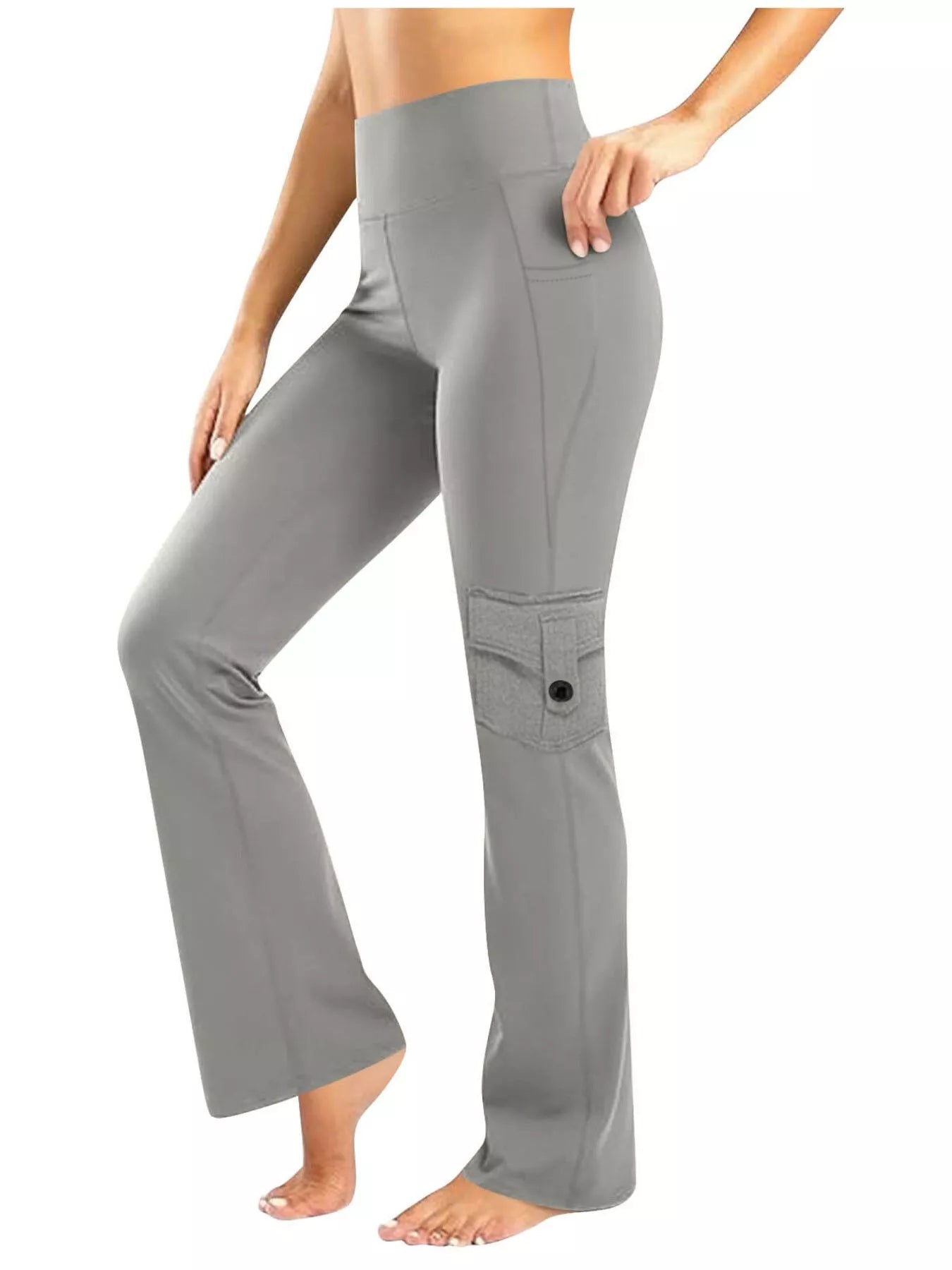 Fashorio Gray / S High-Waisted Yoga Pants with Pockets