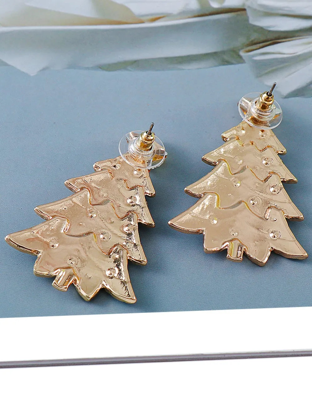 Fashorio Green / One Size Alloy Inlaid Rhinestone Christmas Tree Earrings