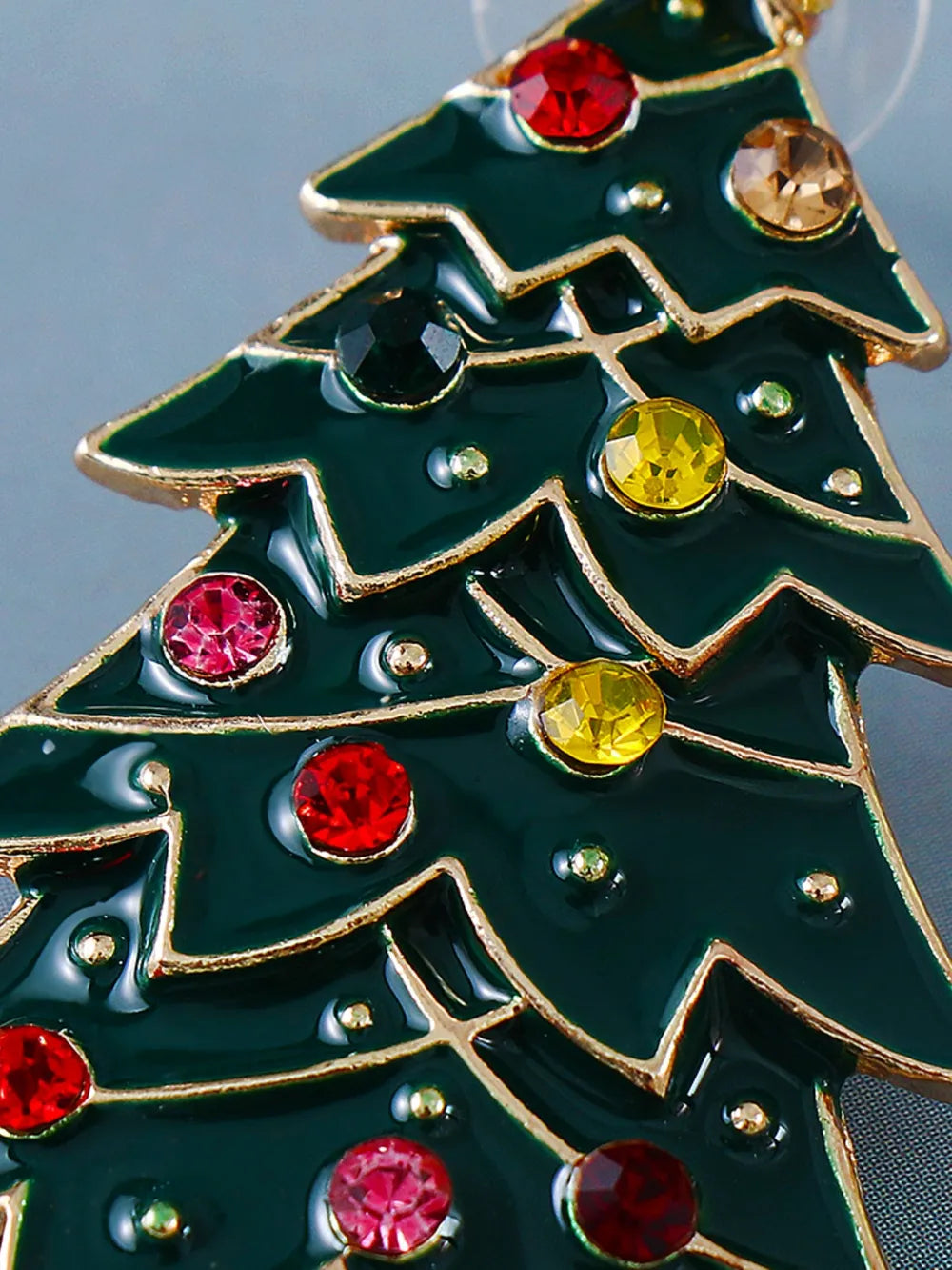 Fashorio Green / One Size Alloy Inlaid Rhinestone Christmas Tree Earrings
