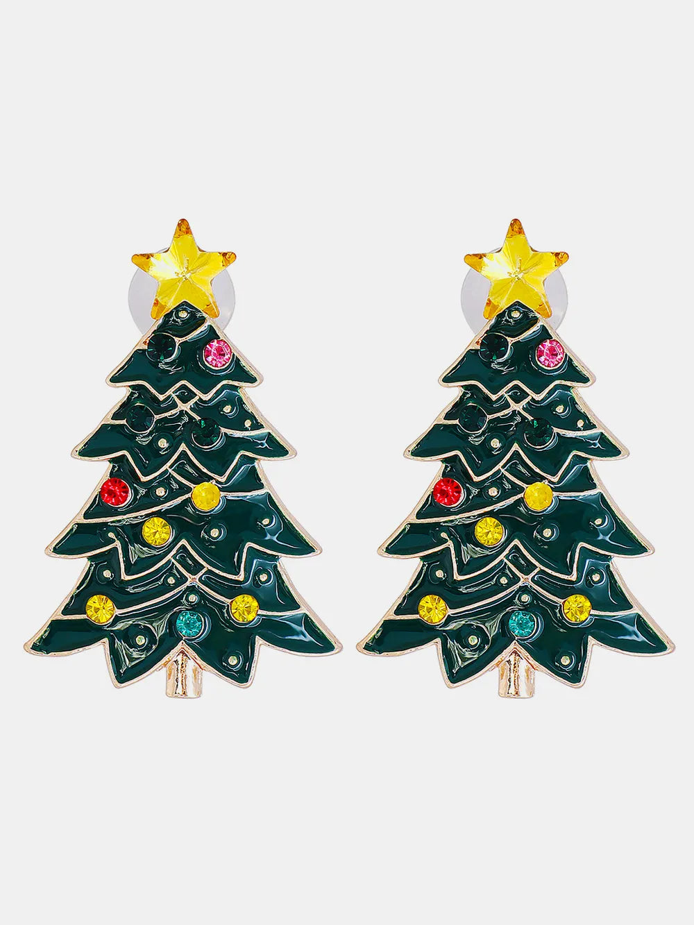 Fashorio Green / One Size Alloy Inlaid Rhinestone Christmas Tree Earrings