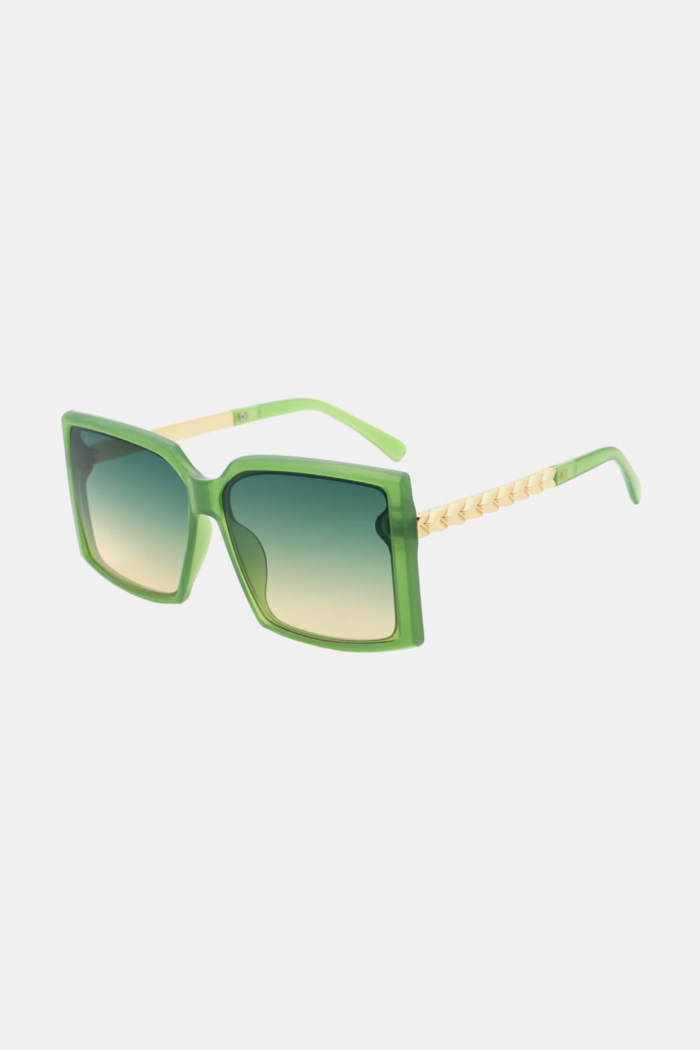 Fashorio Green / One Size Polycarbonate Frame Square Sunglasses