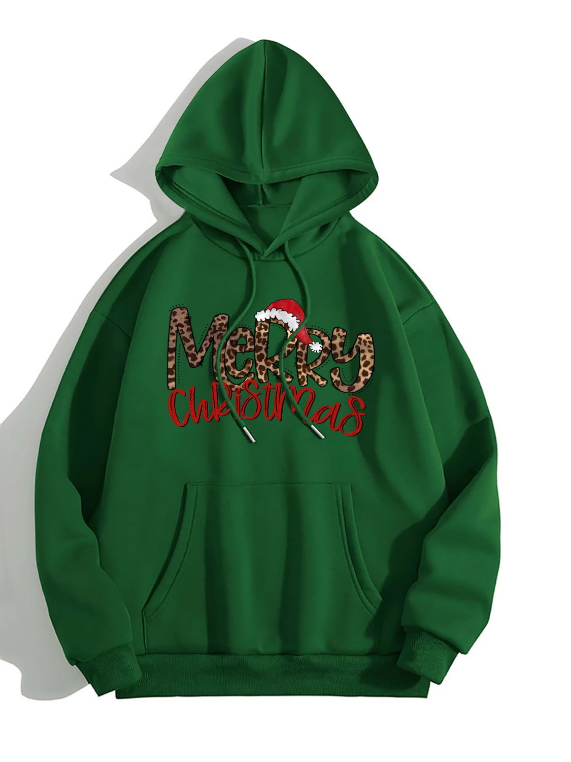 Fashorio Green / S MERRY CHRISTMAS Graphic Drawstring Hoodie