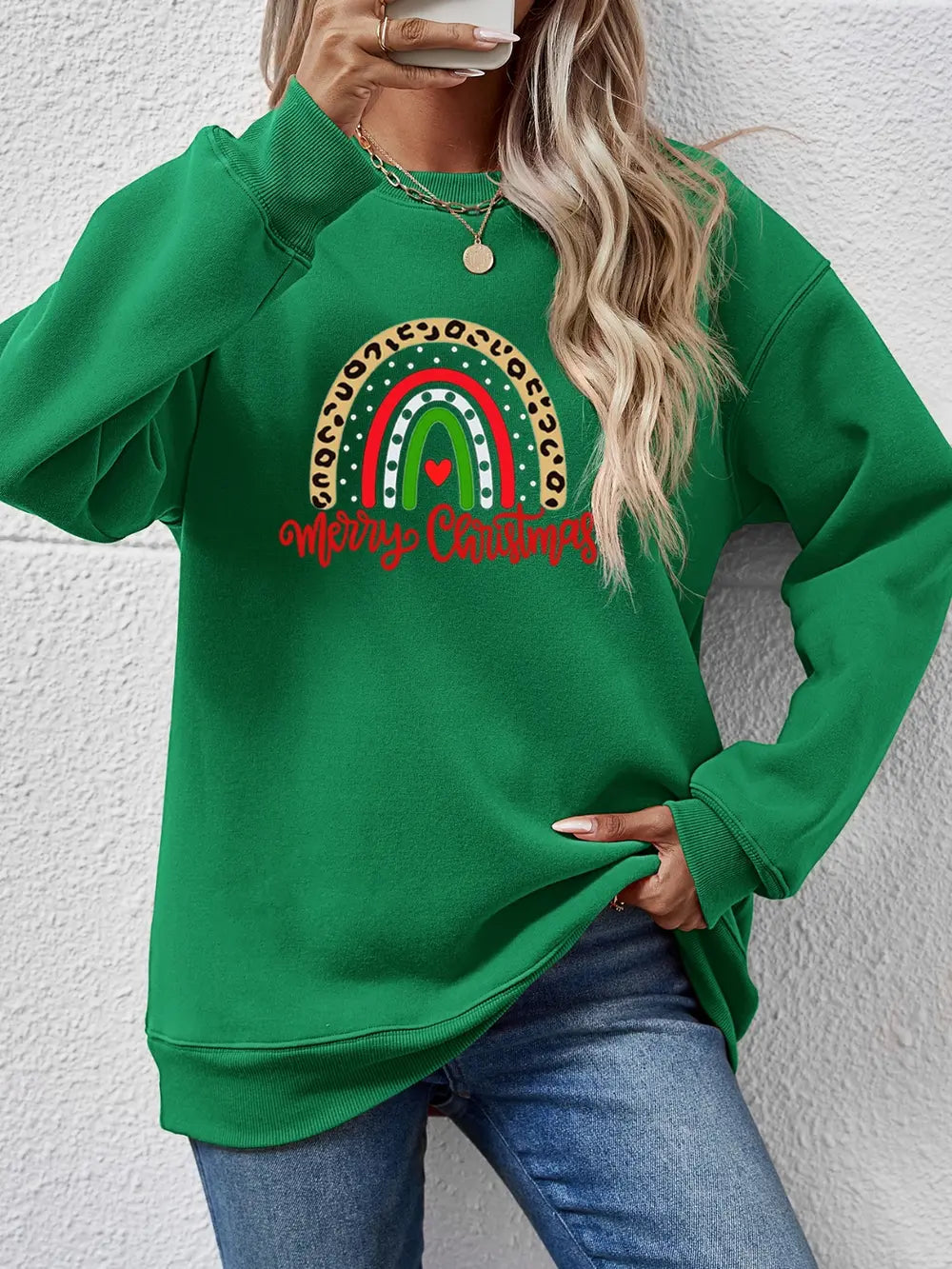 Fashorio Green / S MERRY CHRISTMAS Graphic Sweatshirt