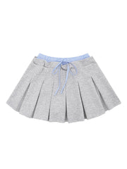 Fashorio Grey / S Drawstring Pleated Mini Skirt