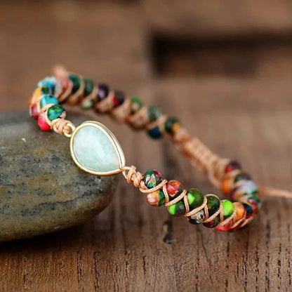 Handmade Teardrop Shape Beaded Bracelet Gum Leaf One Size - Fashorio