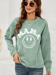 Fashorio Gum Leaf / S Round Neck Long Sleeve MAMA Graphic Sweatshirt