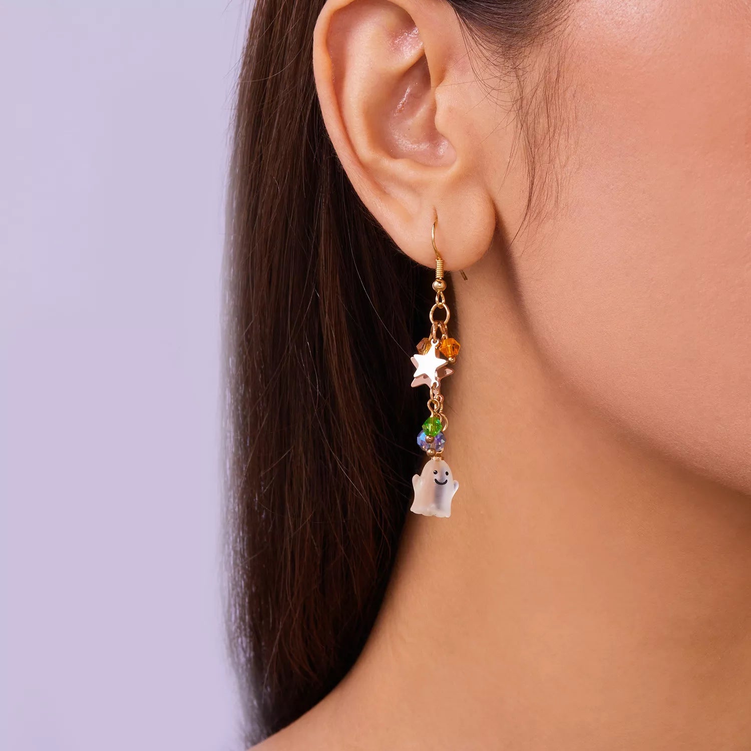 Fashorio Halloween Asymmetrical Pumpkin Ghost Earrings