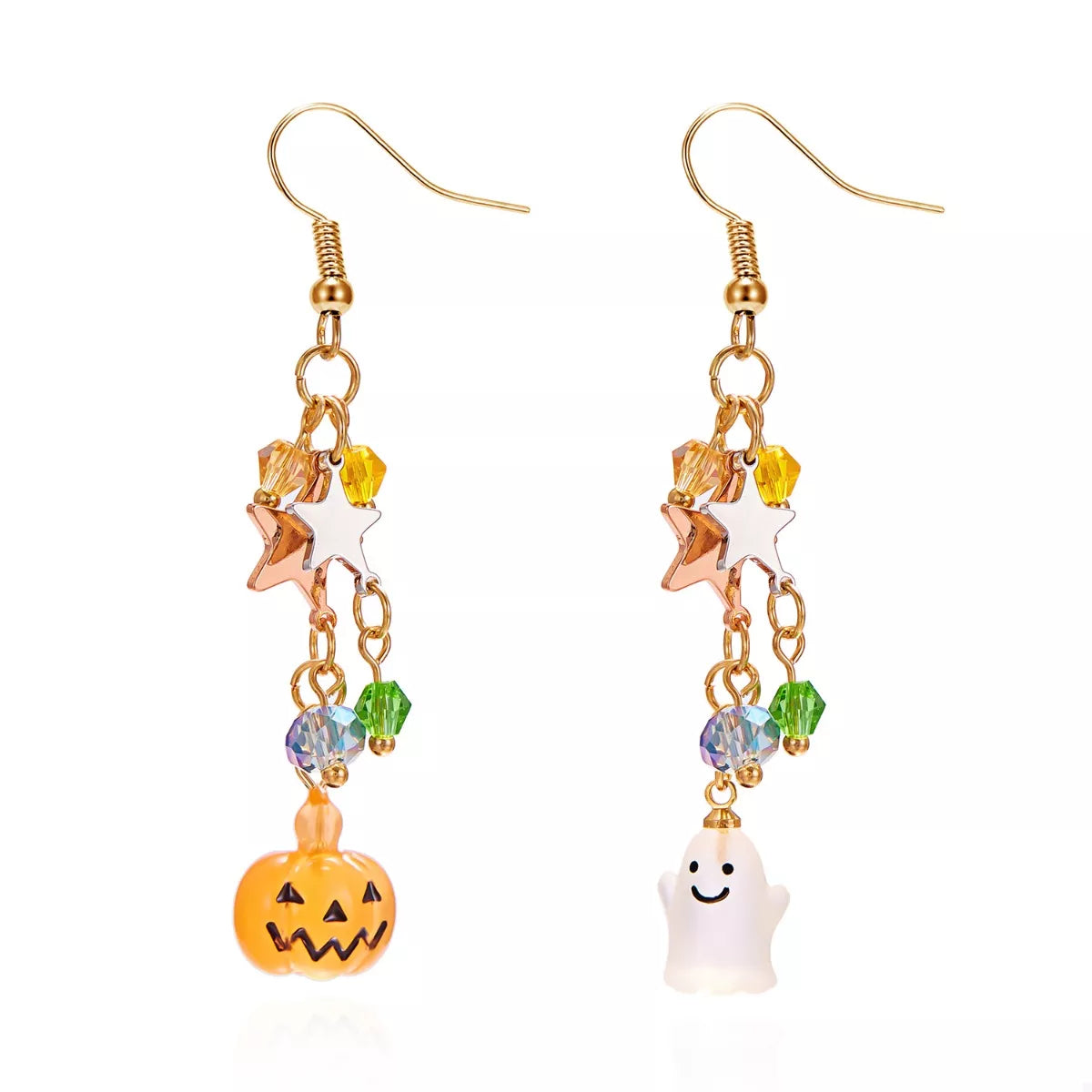 Fashorio Halloween Asymmetrical Pumpkin Ghost Earrings