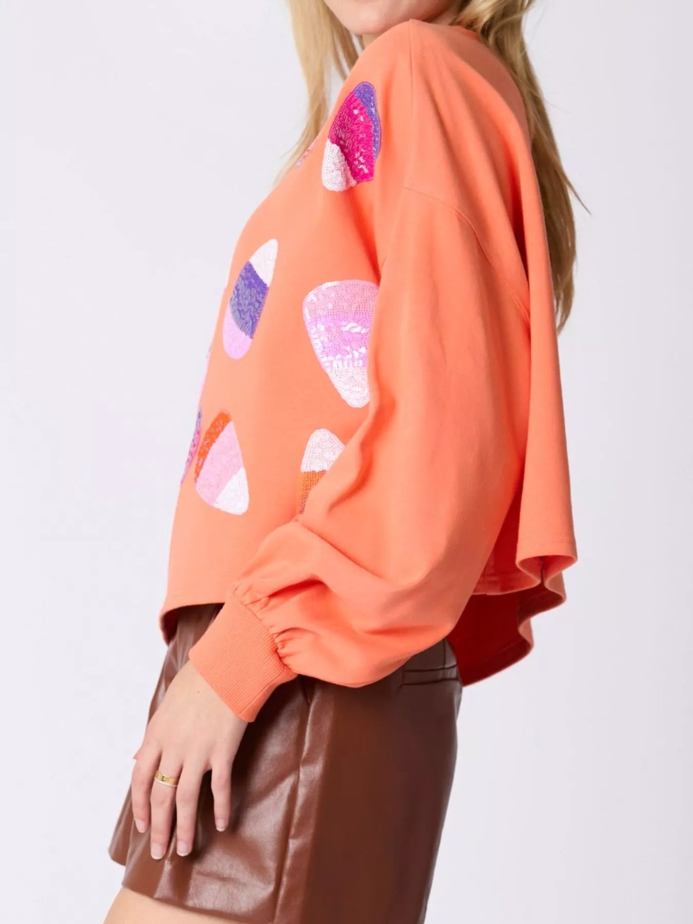 Fashorio Halloween Candy Sequin Long-Sleeve Sweatshirt