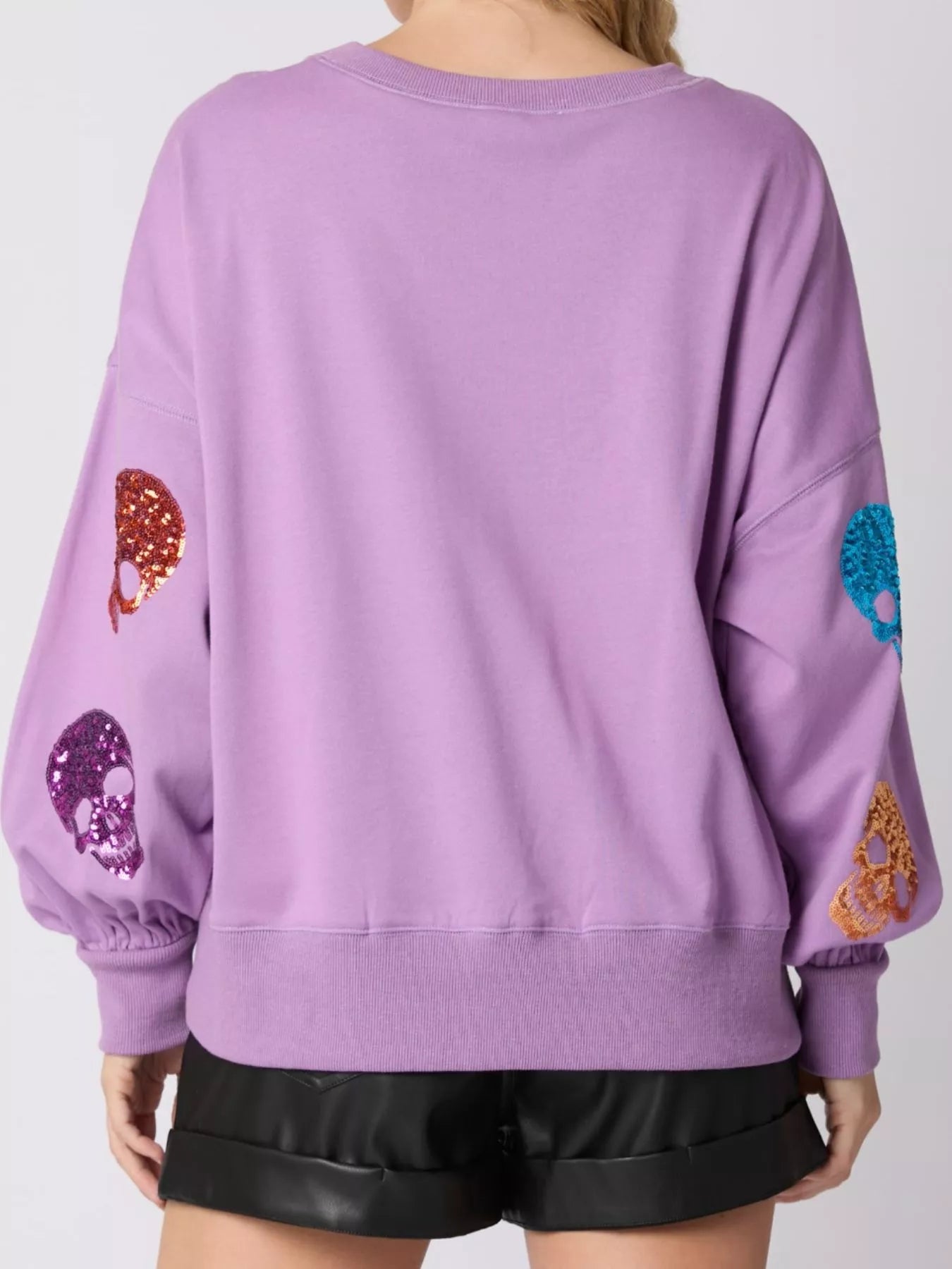 Fashorio Halloween Colorful Skull Sequin Oversized Sweatshirt