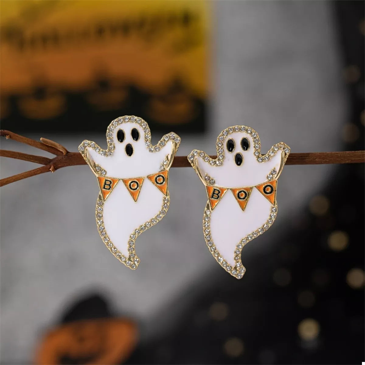 Fashorio Halloween Ghost and Pumpkin Dangle Earrings