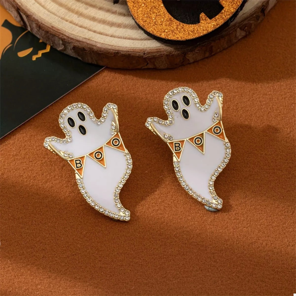 Fashorio Halloween Ghost and Pumpkin Dangle Earrings