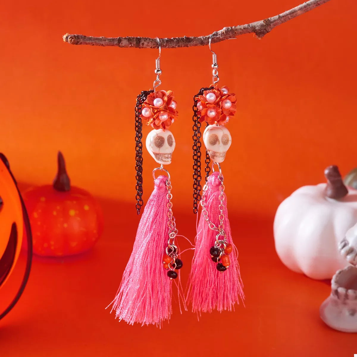 Fashorio Halloween Ghost Tassel Drop Earrings