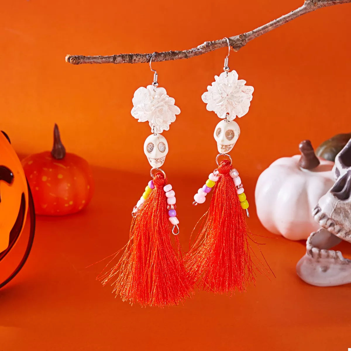 Fashorio Halloween Ghost Tassel Drop Earrings