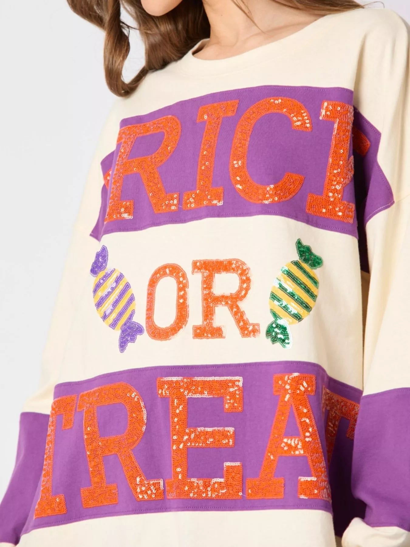 Fashorio Halloween Trick Or Treat Sequin Sweatshirt