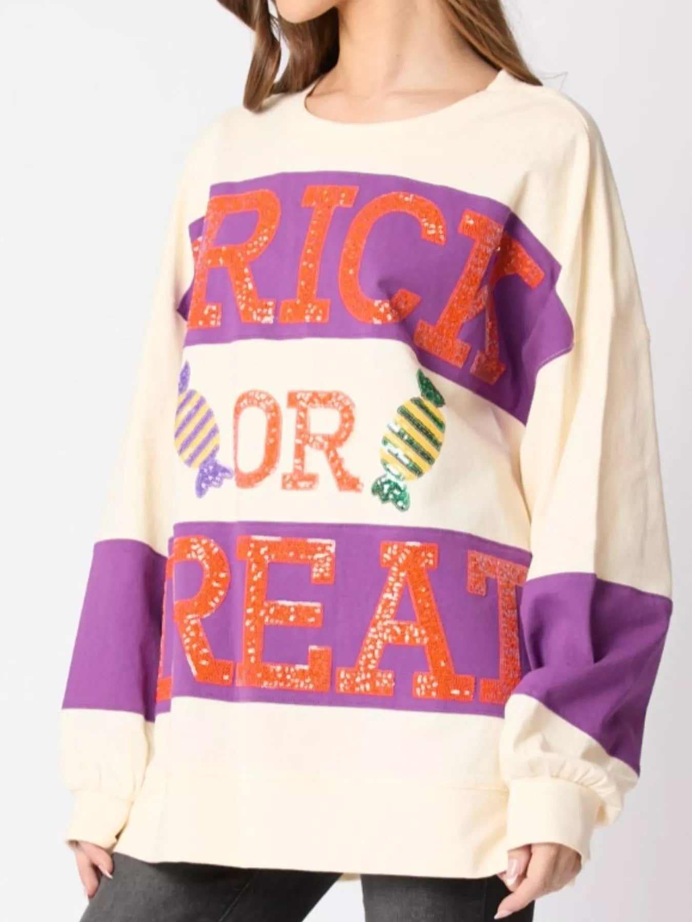 Fashorio Halloween Trick Or Treat Sequin Sweatshirt