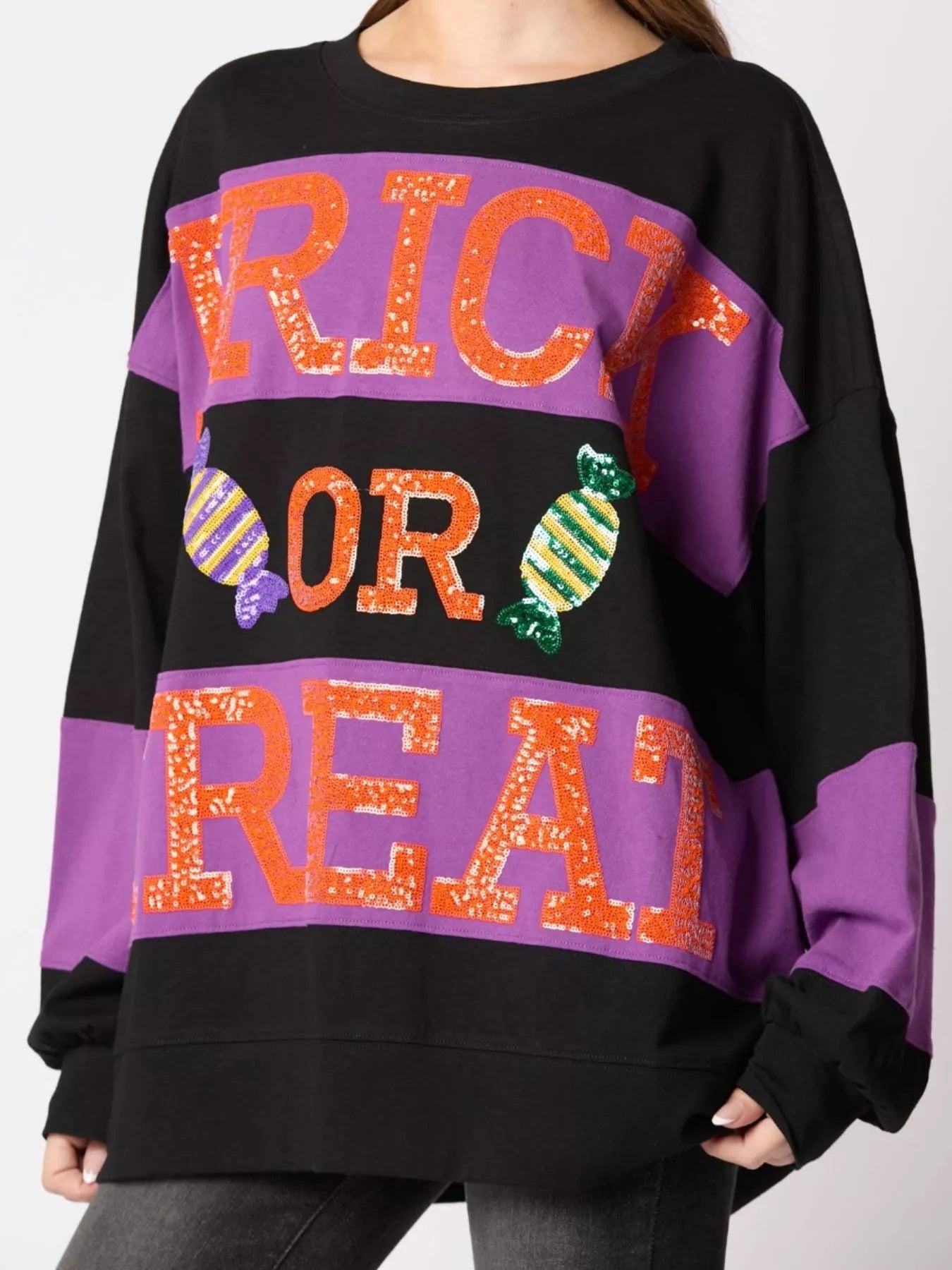 Fashorio Halloween Trick Or Treat Sequin Sweatshirt