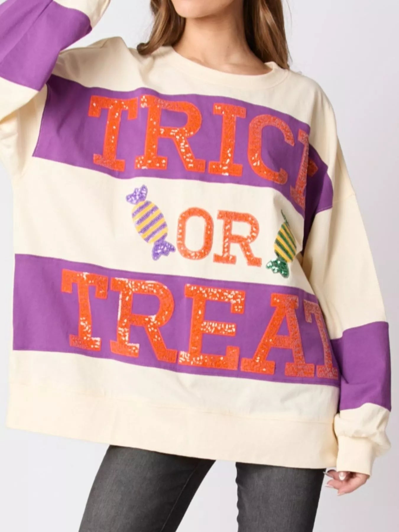 Fashorio Halloween Trick Or Treat Sequin Sweatshirt