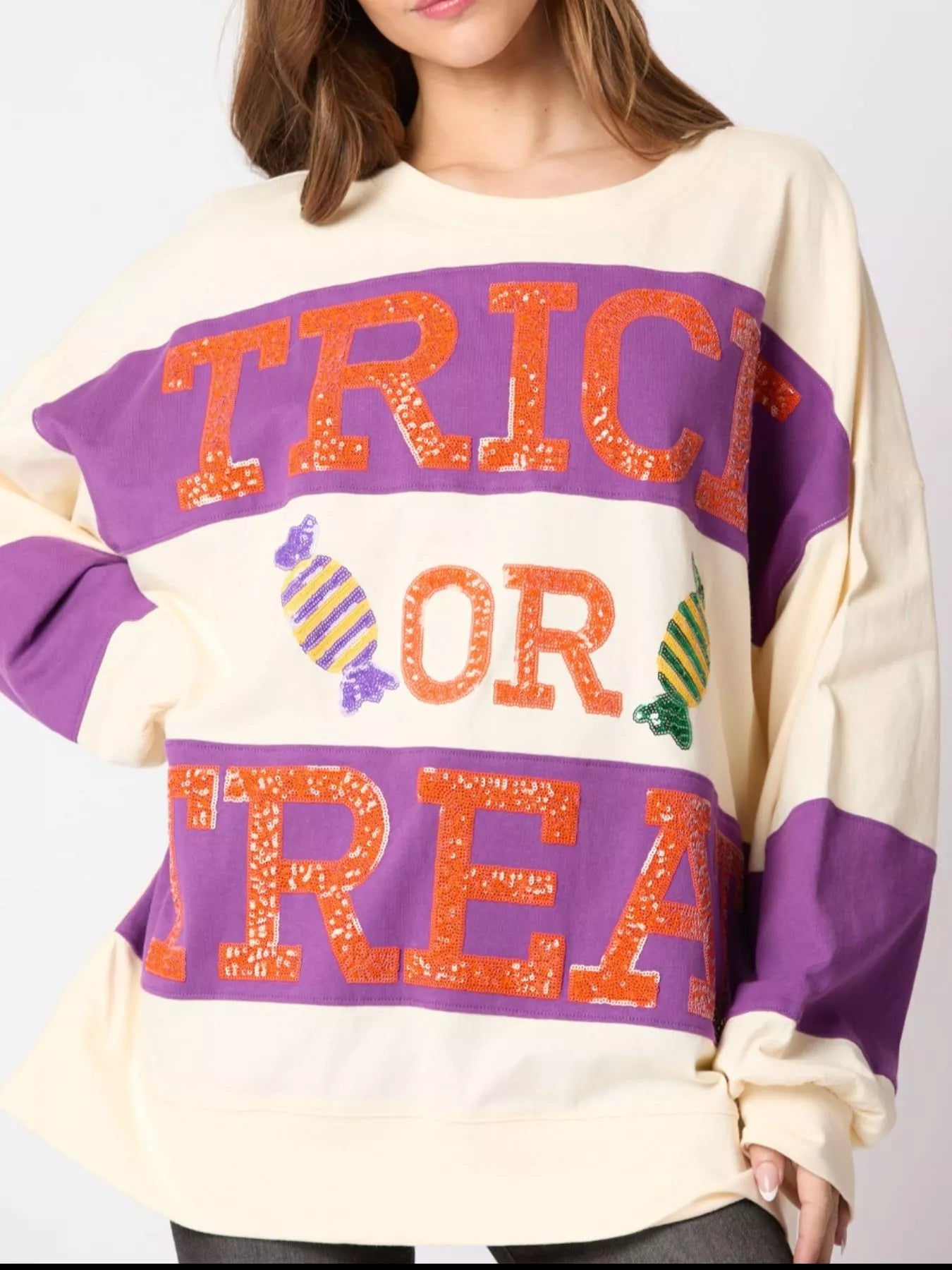Fashorio Halloween Trick Or Treat Sequin Sweatshirt