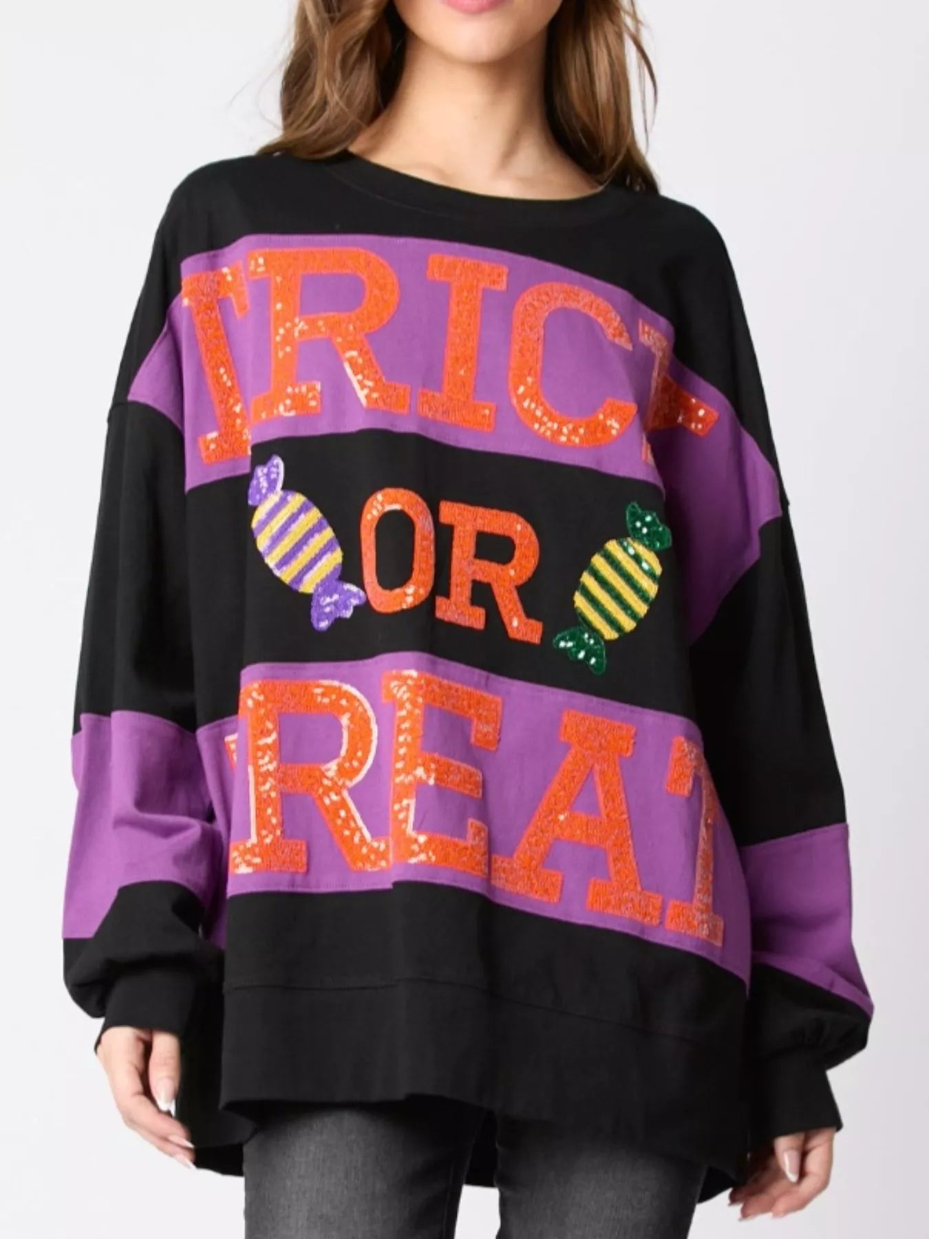 Fashorio Halloween Trick Or Treat Sequin Sweatshirt