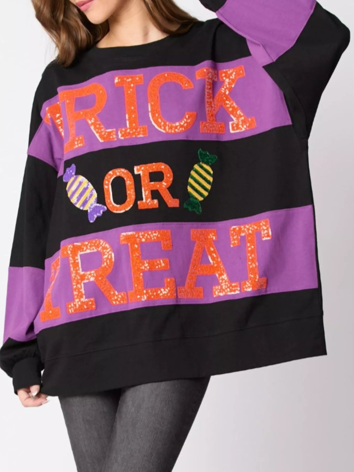 Fashorio Halloween Trick Or Treat Sequin Sweatshirt