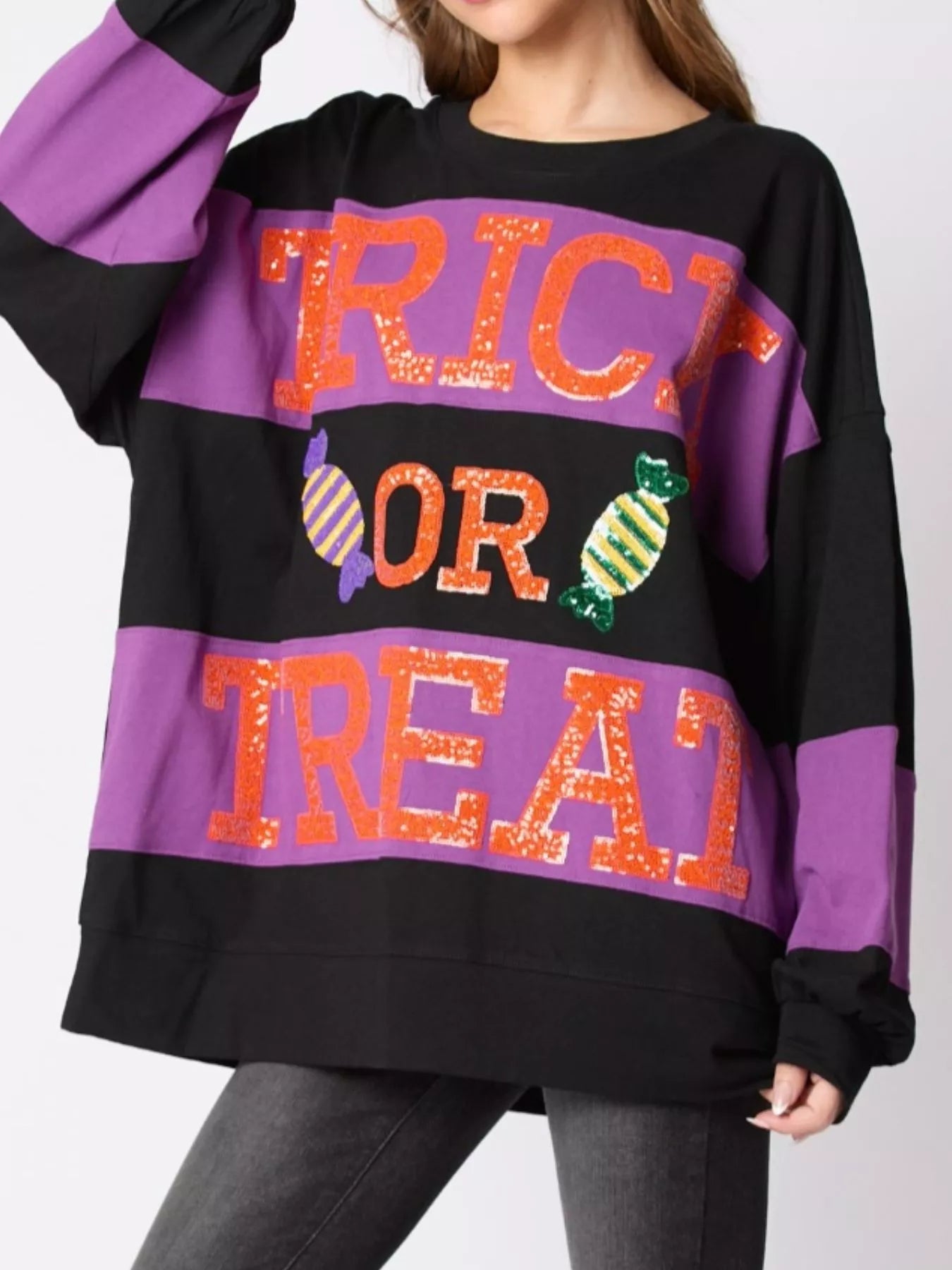 Fashorio Halloween Trick Or Treat Sequin Sweatshirt
