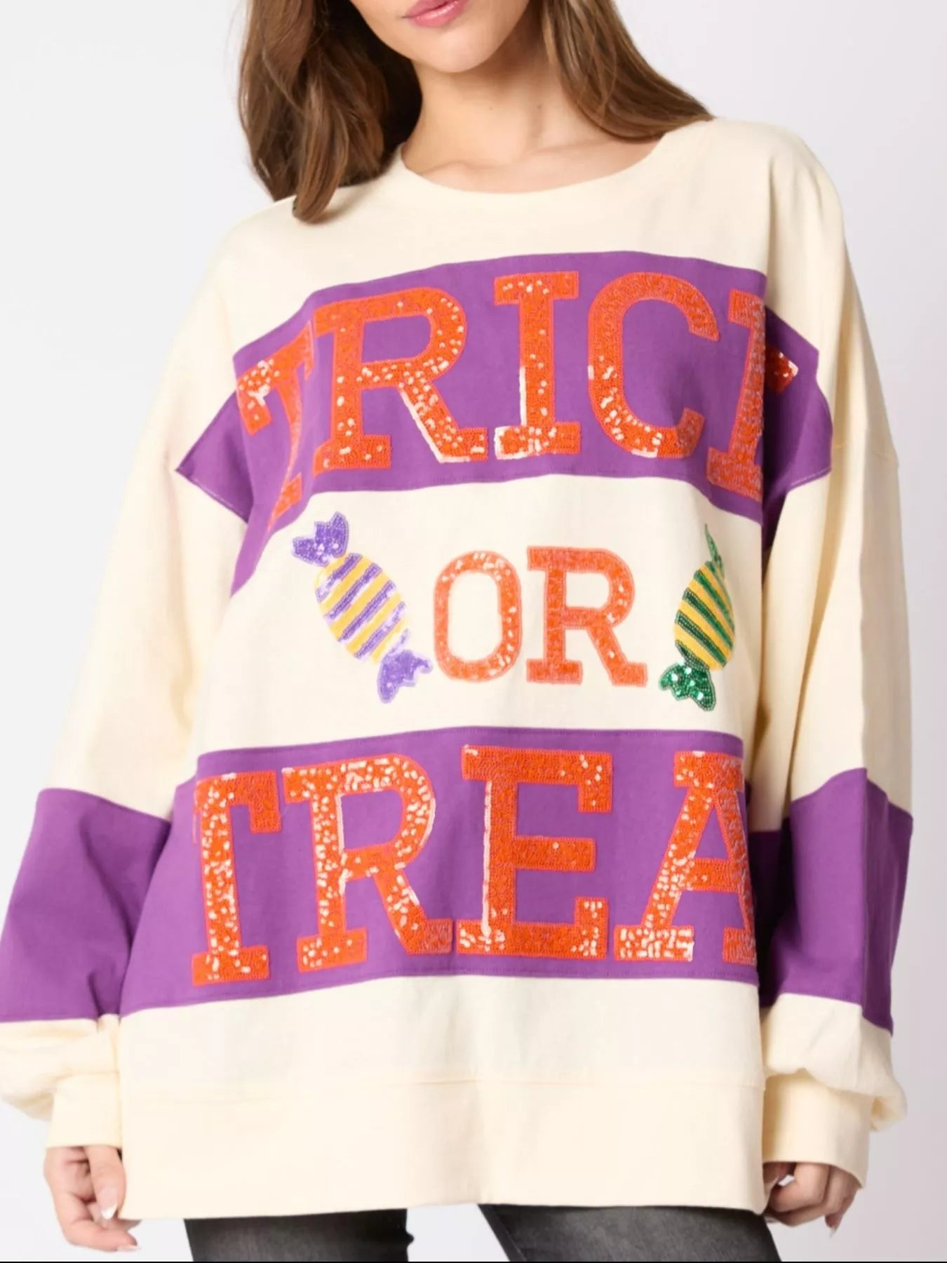 Fashorio Halloween Trick Or Treat Sequin Sweatshirt