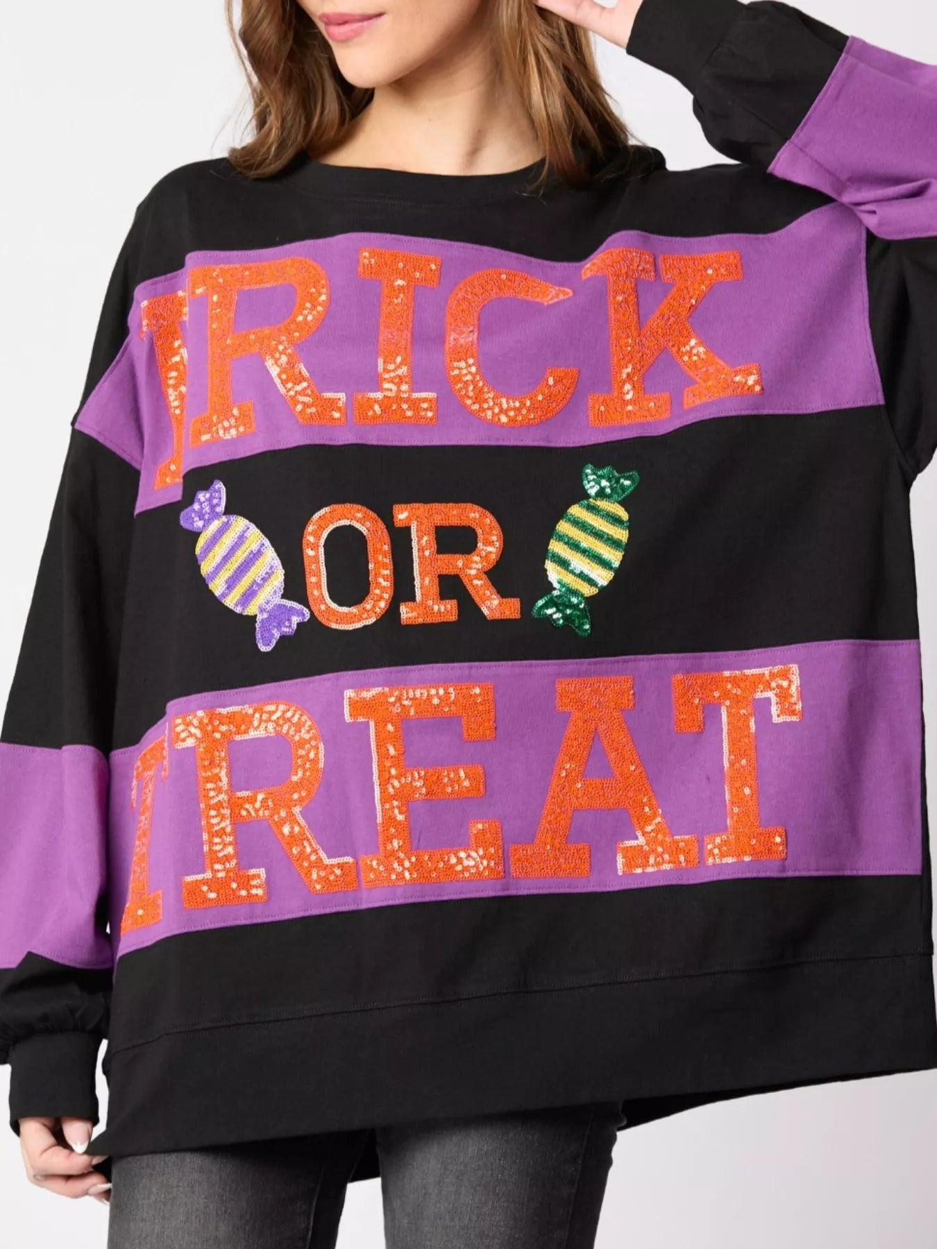 Fashorio Halloween Trick Or Treat Sequin Sweatshirt