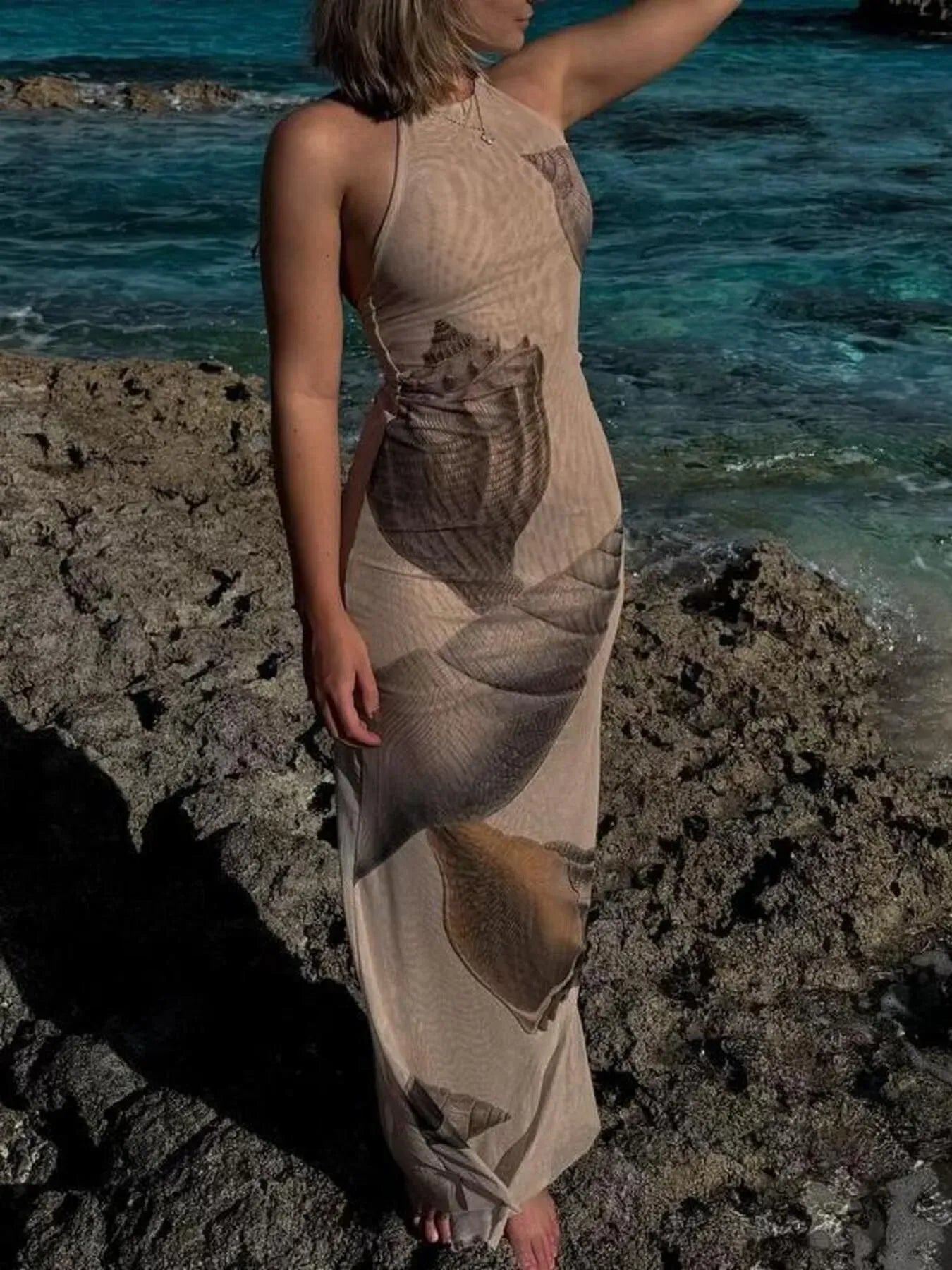 Fashorio Halter Neck Bodycon Maxi Dress