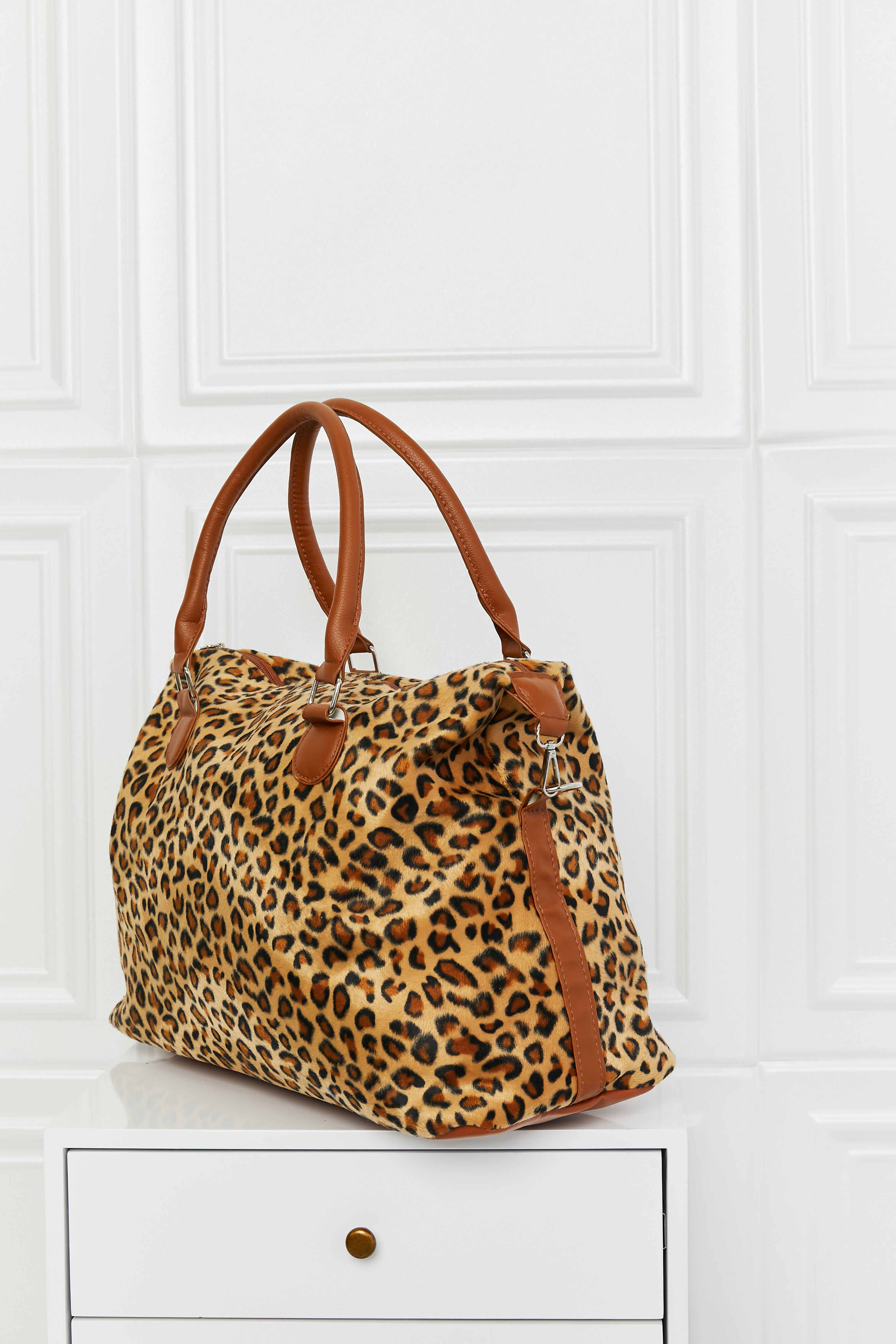 Fashorio Handbags Animal Print Brushed Weekender Bag
