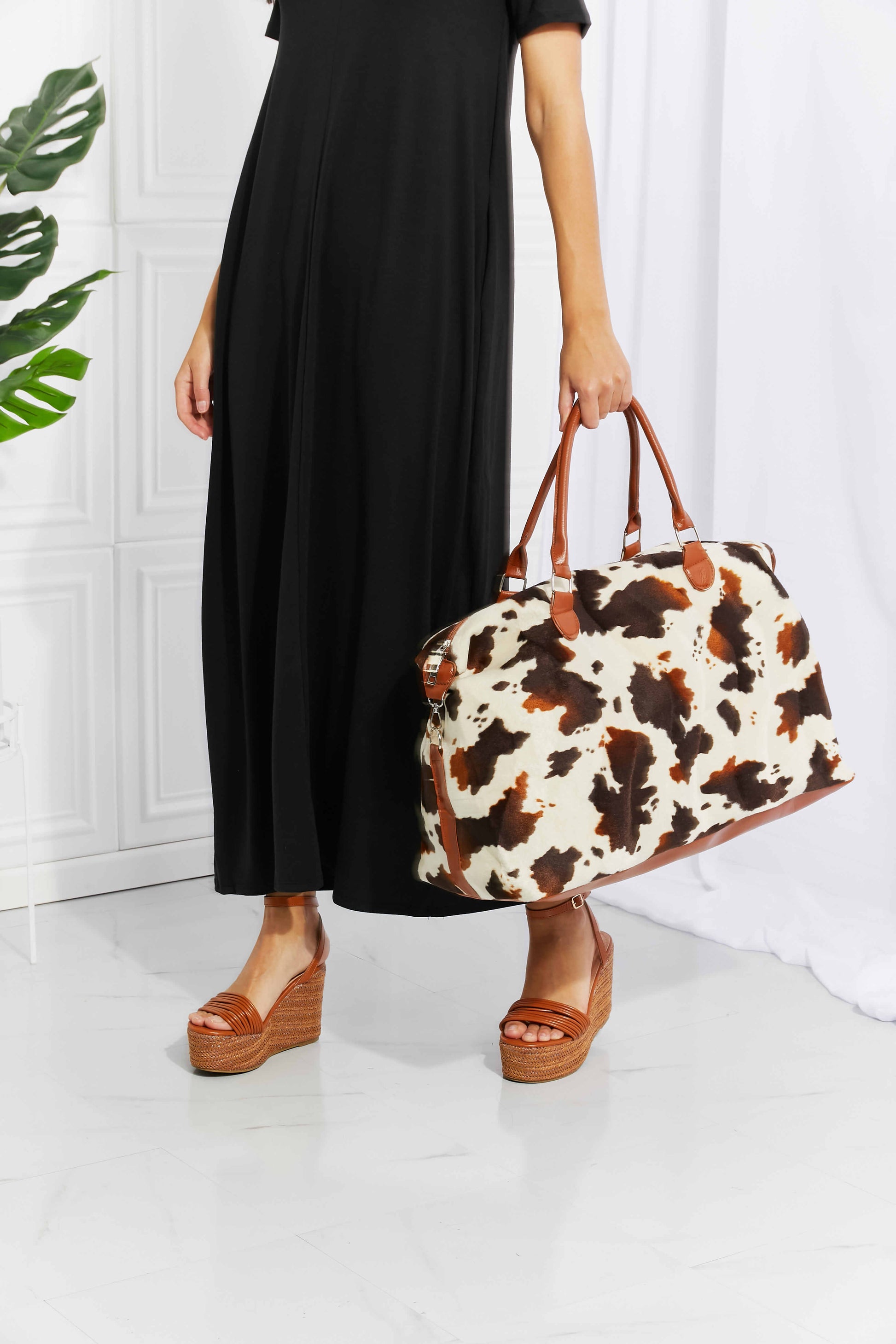Fashorio Handbags Animal Print Plush Weekender Bag