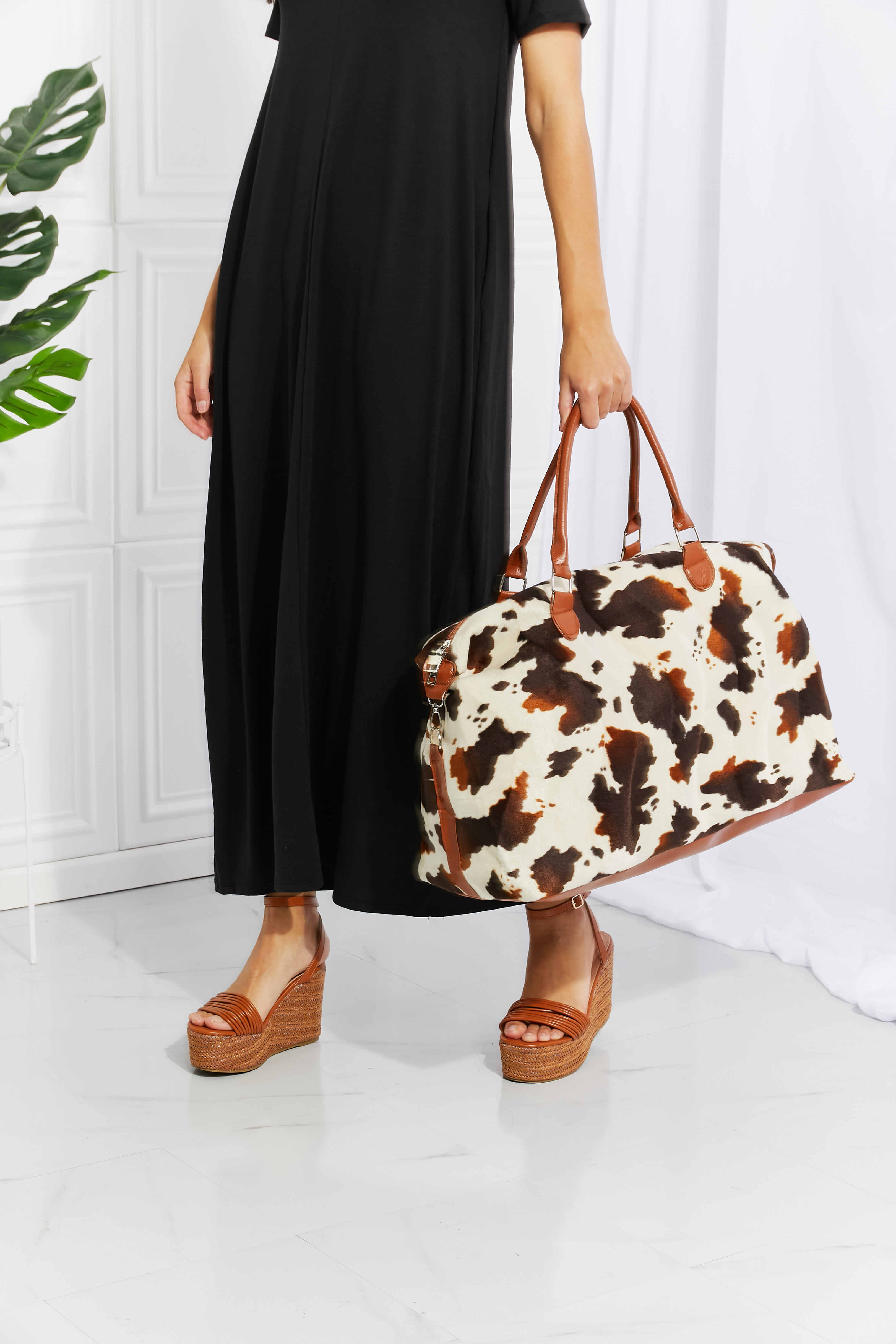 Fashorio Handbags Animal Print Plush Weekender Bag