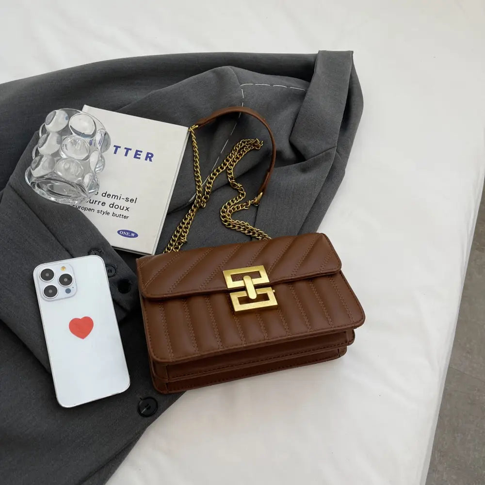 Fashorio Handbags Brown / One Size PU Leather Crossbody Bag