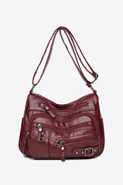 Fashorio Handbags Burgundy / One Size Multi-Pocket PU Leather Crossbody Bag