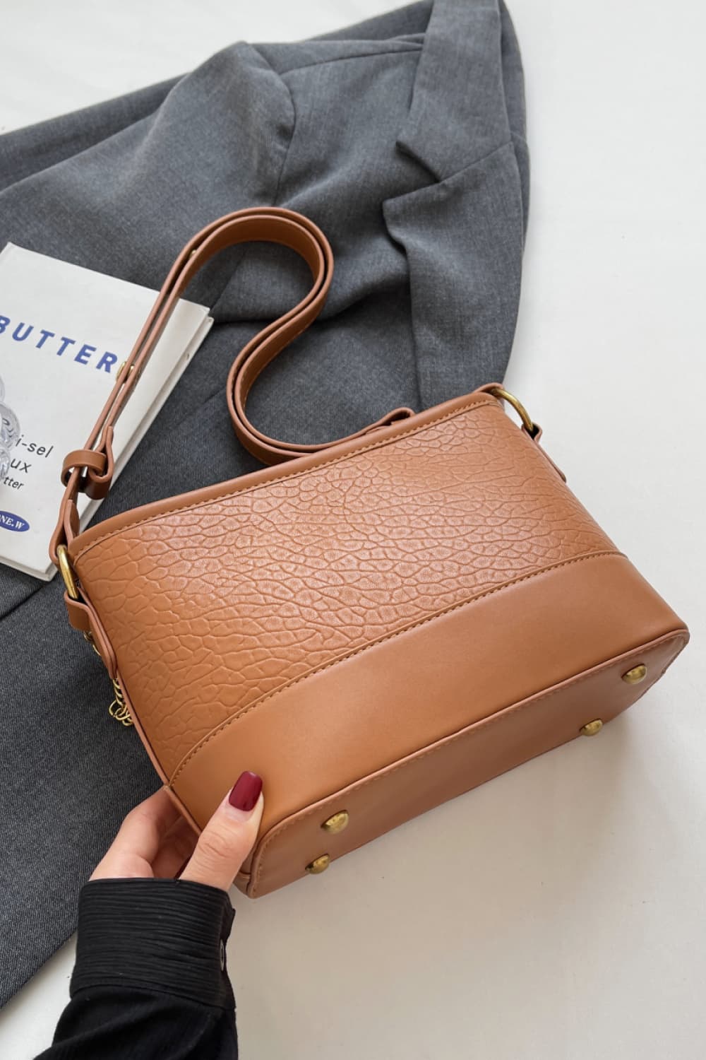 Fashorio Handbags Caramel / One Size PU Leather Shoulder Bag