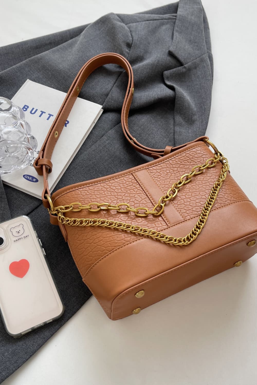 Fashorio Handbags Caramel / One Size PU Leather Shoulder Bag