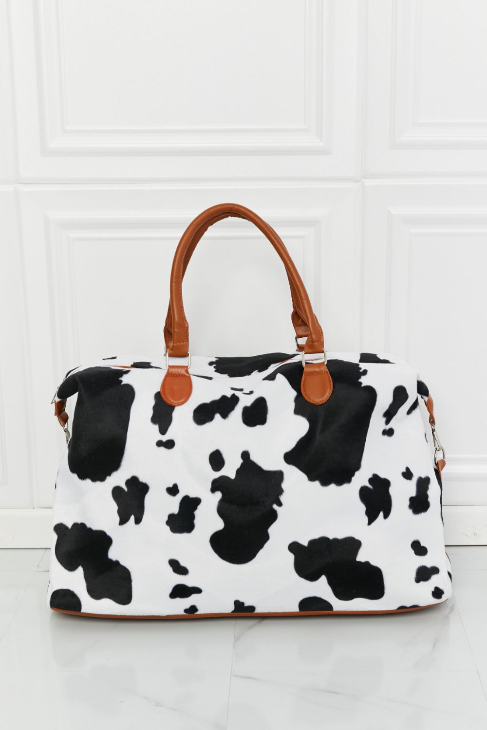 Fashorio Handbags Cow / One Size Animal Print Plush Weekender Bag