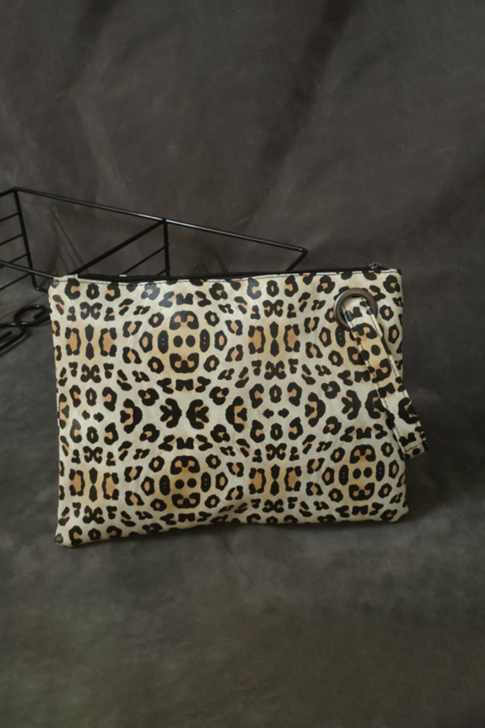 Fashorio Handbags Cream/Leopard / One Size Leopard PU Leather Clutch