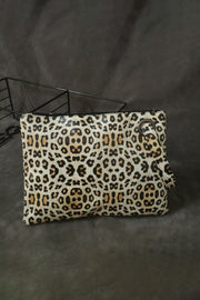 Fashorio Handbags Cream/Leopard / One Size Leopard PU Leather Clutch
