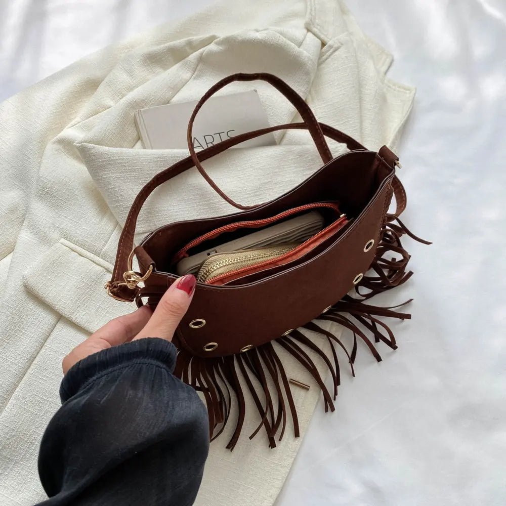 Fashorio Handbags Fringe Detail Crossbody Bag