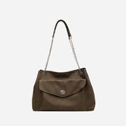 Fashorio Handbags Olive Brown / One Size PU Leather Shoulder Bag