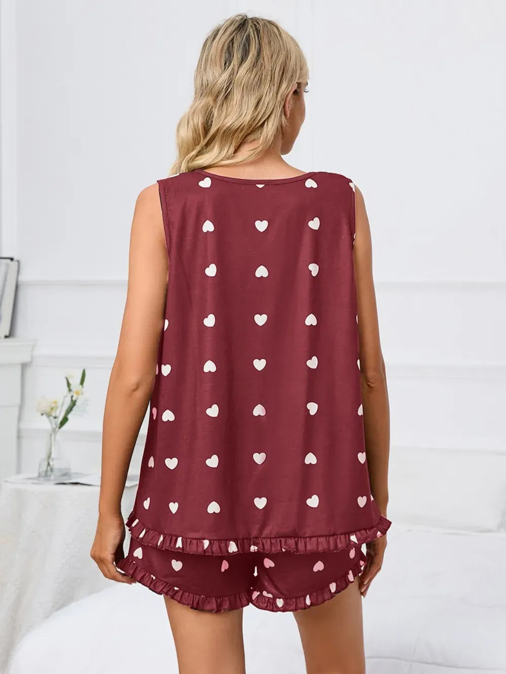 Fashorio Heart Scoop Neck Tank and Shorts Lounge Set