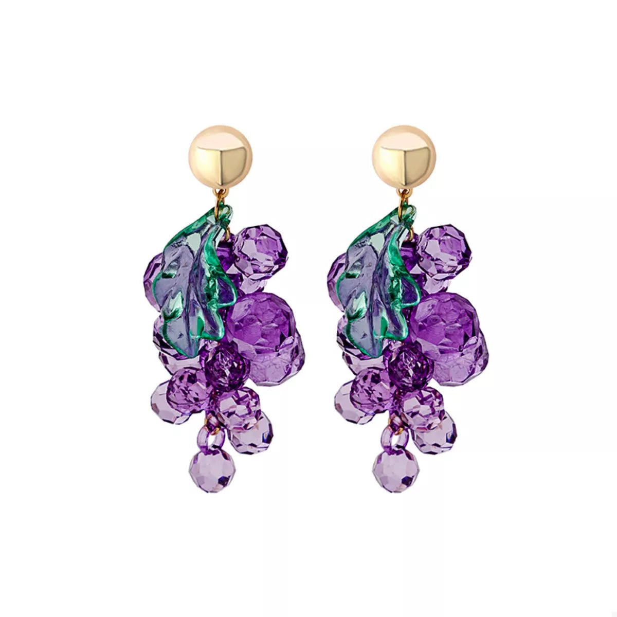 Fashorio Heliotrope Purple / onesize Grape Cluster Beaded Dangle Earrings