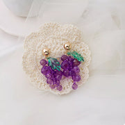 Fashorio Heliotrope Purple / onesize Grape Cluster Beaded Dangle Earrings