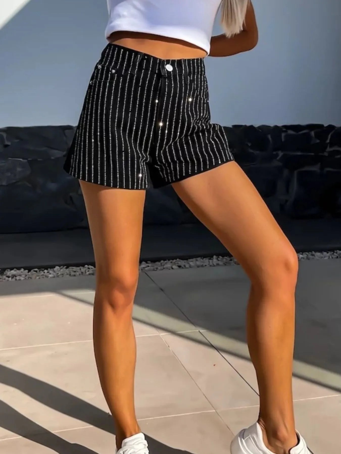 Fashorio High Waist Wash Denim Shorts