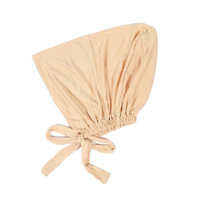 Soft Modal Hijab with Elastic Lace & Tied Rope – Solid Colour Scarf 11 Style - Fashorio