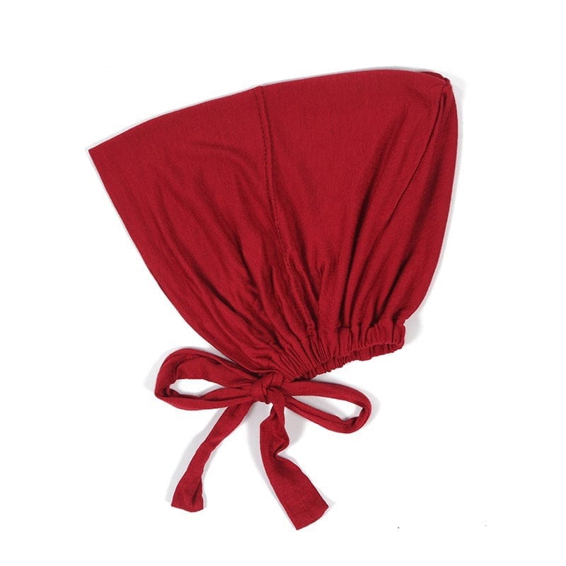 Soft Modal Hijab with Elastic Lace & Tied Rope – Solid Colour Scarf 13 Style - Fashorio