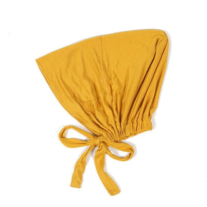 Soft Modal Hijab with Elastic Lace & Tied Rope – Solid Colour Scarf 16 Style - Fashorio