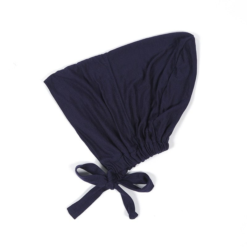 Soft Modal Hijab with Elastic Lace & Tied Rope – Solid Colour Scarf 2 Style - Fashorio