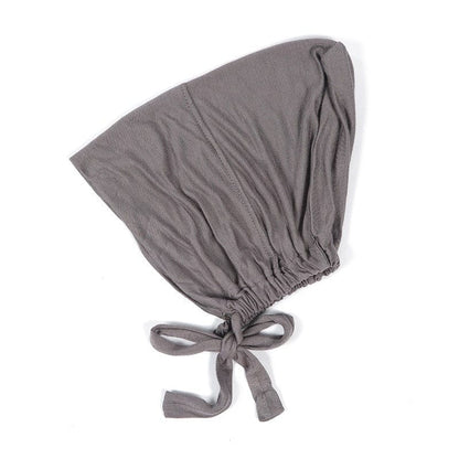 Soft Modal Hijab with Elastic Lace & Tied Rope – Solid Colour Scarf 3 Style - Fashorio